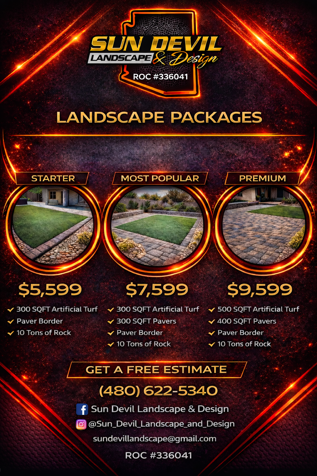 Sun Devil Landscape & Design packages flyer